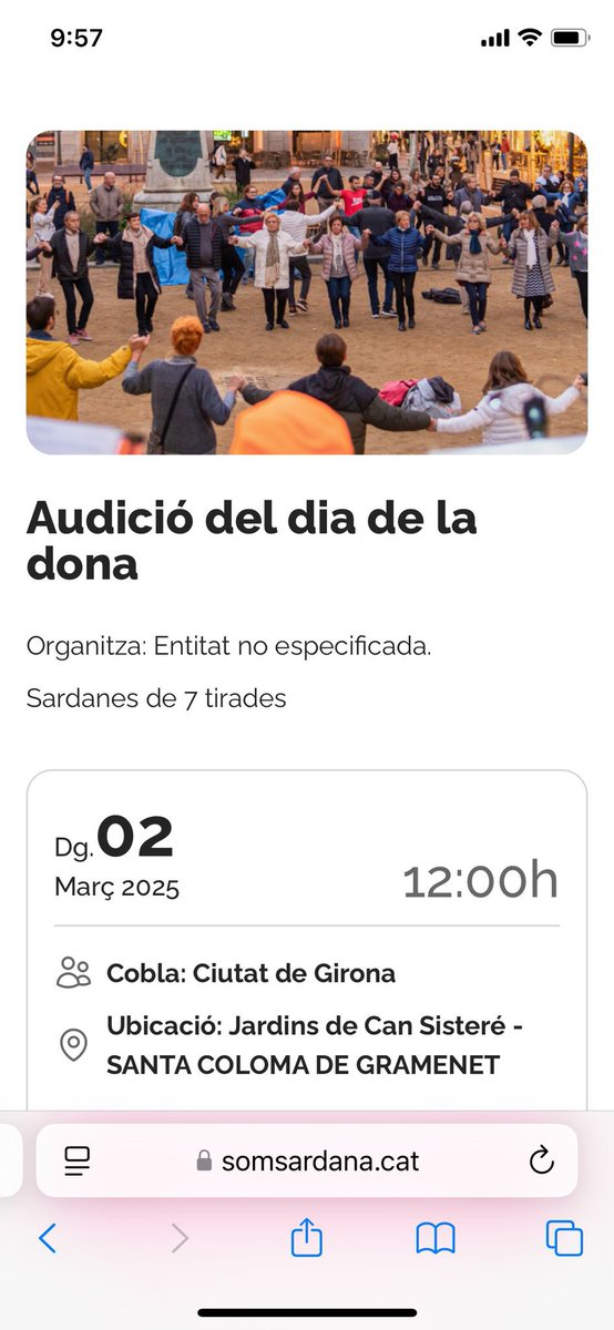 Avui hem aprofitat l’audició del Dia de la Dona, als Jardins de Can Sisteré (Santa Coloma de Gramenet), per a fer un bon assaig de cara al concurs de Granollers del proper dia 16 de març.