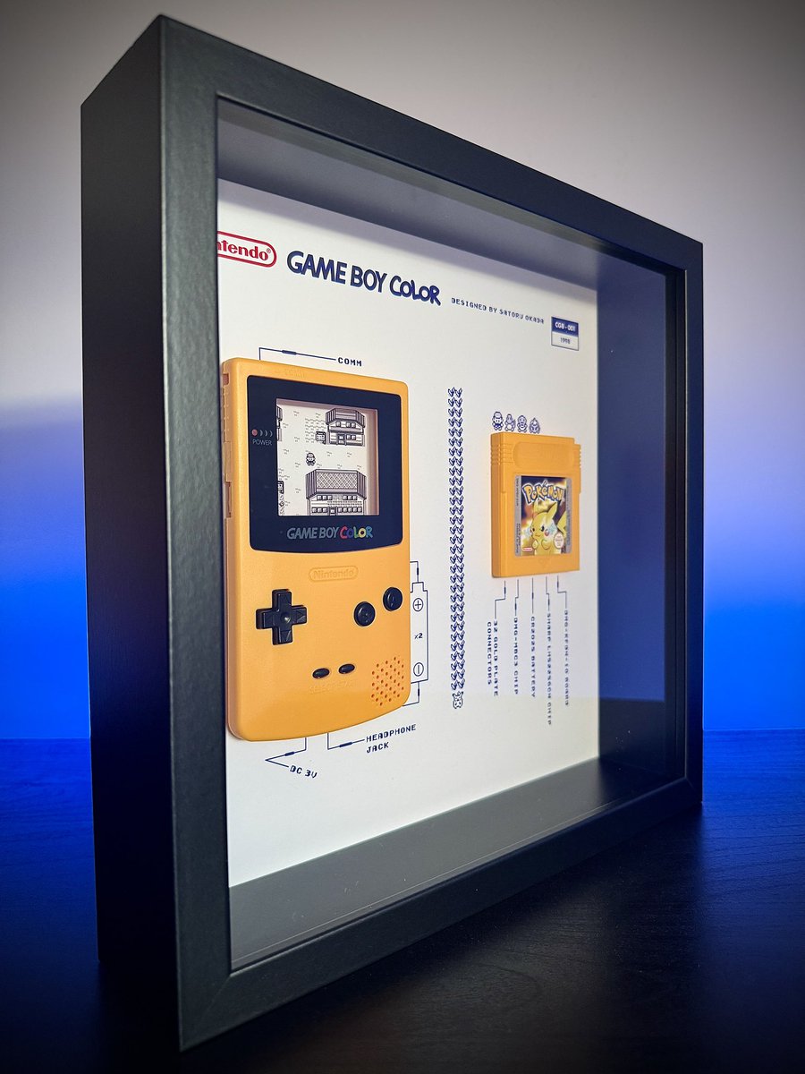 _ProductFrame's tweet photo. Adulting can be boring as hell. Working from home, completing medial admin all day….

So break up the monotony with an epic #GameBoyColor and #PokemonRed on display!
…or whatever awesome colour combo you had as a kid! 

#retroofficedecor #spiceitup #nintendo #pokemon https://t.co/6wdp20pCxh