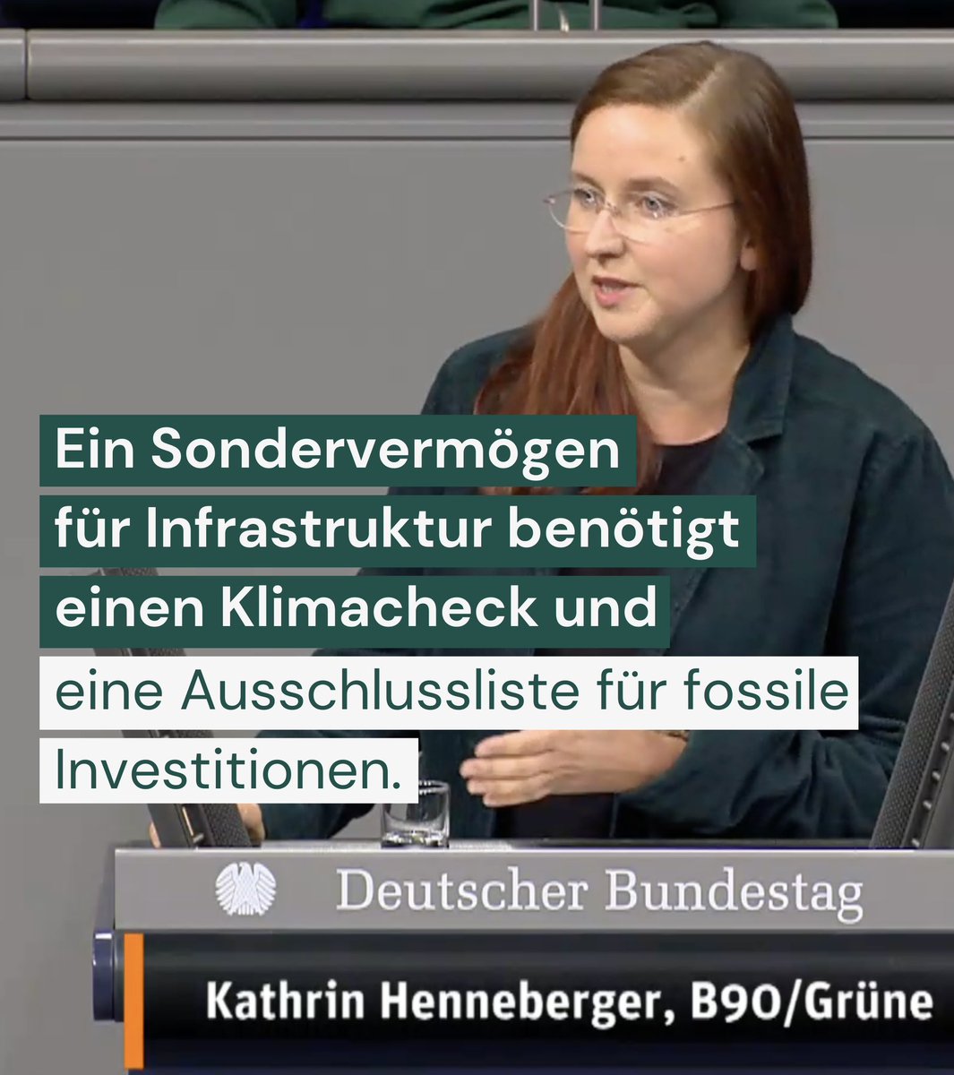 Ein #Sondervermögen für Infrastruktur ist dringend erforderlich. Neben direkten Investitionen in den Aufbau einer klimagerechten und resilienten Infrastruktur müssen alle Ausgaben einem Klimacheck unterzogen werden. Mögliche Investitionen in fossile Infrastruktur sollten