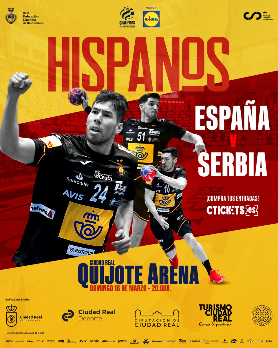 ⌛️ ¡𝐐𝐮𝐞𝐝𝐚𝐧 2⃣ 𝐬𝐞𝐦𝐚𝐧𝐚𝐬 𝐩𝐚𝐫𝐚 𝐯𝐞𝐫 𝐝𝐞 𝐧𝐮𝐞𝐯𝐨 𝐚 𝐧𝐮𝐞𝐬𝐭𝐫𝐨𝐬 #Hispanos🇪🇸!

😍 Ciudad Real, ¿𝒕𝒆𝒏𝒆́𝒊𝒔 𝒈𝒂𝒏𝒂𝒔?

🤝 <a href="/AYTO_CIUDADREAL/">AYTO_CIUDAD REAL</a> | <a href="/DiputacionCR/">Diputación de C.Real</a> | <a href="/fbmclm/">Fed. Balonmano de Castilla-La Mancha</a> 

#⃣ #Balonmano