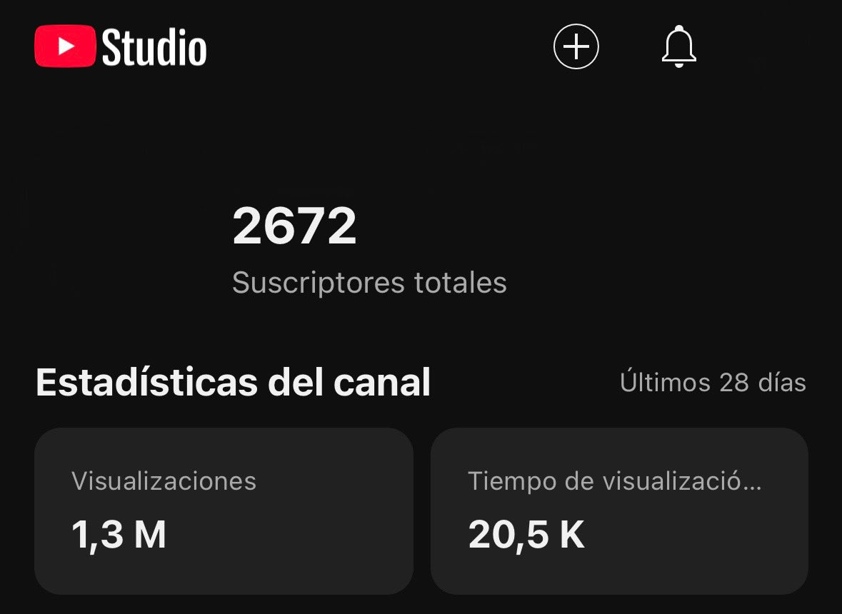 Tercer mes subiendo Shorts
✅ +1.3M views (salimos de la pvta jaula de 15k)
✅ +2600 suscriptores
✅ 28/28 shorts

Próximo objetivo
🔜 +5M views
🔜 +5k suscriptores
🔜 31/31 shorts

Todo lo que sube baja. Muy buenas y malas sensaciones al mismo tiempo.

keep pushing 🔥