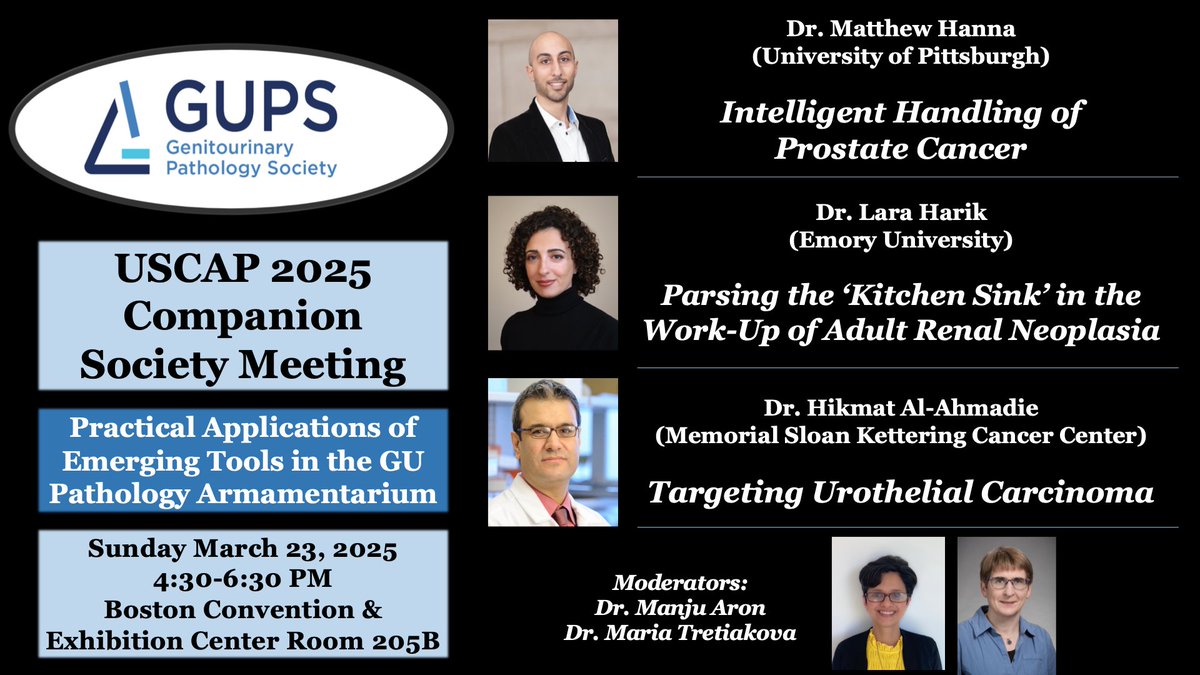 Samson W. Fine, MD (@rovingatuscap) on Twitter photo Excited for the <a href="/GU_Path_Society/">GU Pathology Society (GUPS)</a> Companion Society Meeting at #USCAP2025 featuring talks on:
#prostatecancer ML/AI
#kidneycancer diagnostics
#urothelialcancer biomarkers Excited for the <a href="/GU_Path_Society/">GU Pathology Society (GUPS)</a> Companion Society Meeting at #USCAP2025 featuring talks on:
#prostatecancer ML/AI
#kidneycancer diagnostics
#urothelialcancer biomarkers
