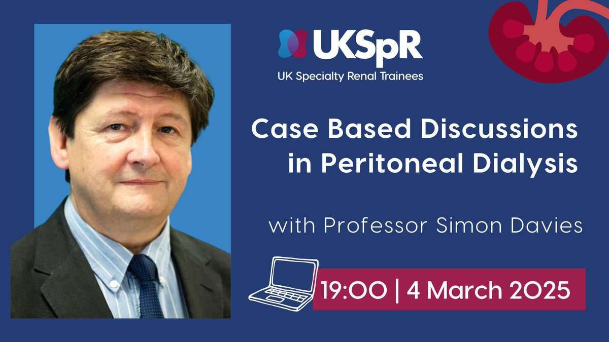 🧑‍💻2 days until we explore how the peritoneal membrane influences clinical outcomes in this case-based webinar!

Don't miss this interactive &amp; educational session led by renowned Peritoneal Dialysis expert Prof Simon Davies: ow.ly/CCWt50V4ezR

@rasprclub
