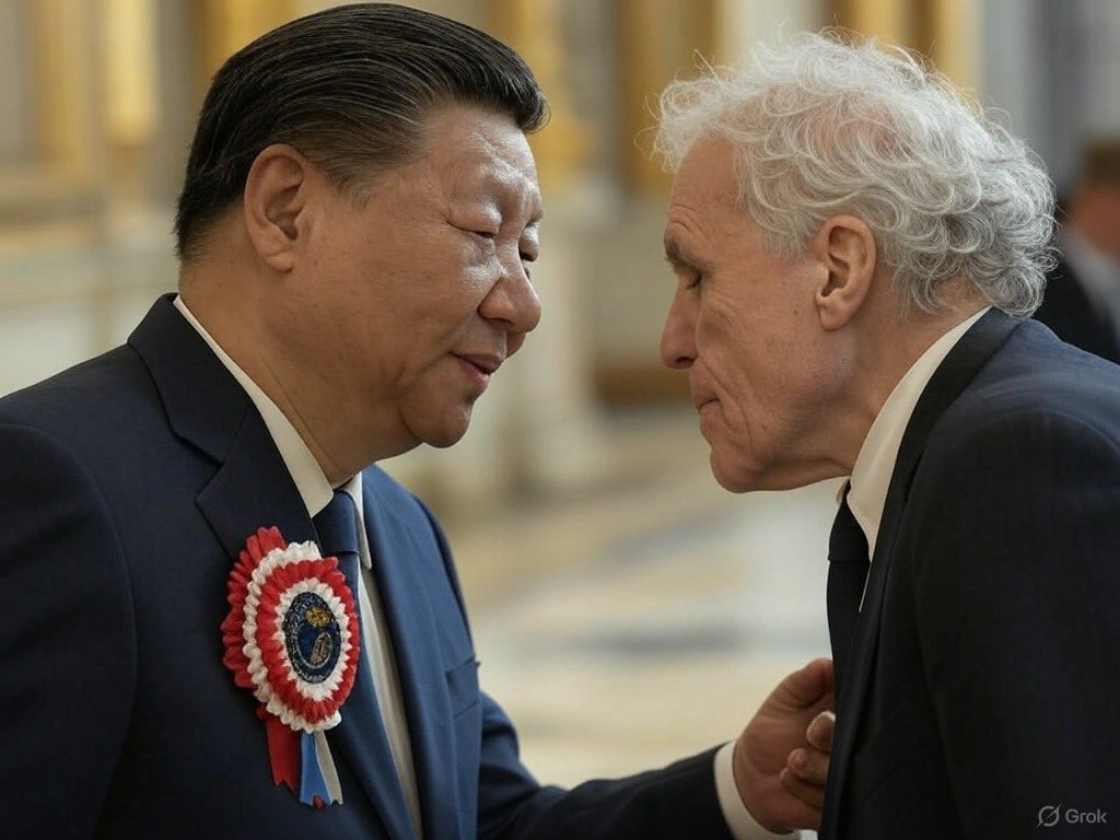 ethanves's tweet photo. President Xi Jinping greets Abel Ferrara at Shanghai International Film Festival Gala screening of Turn in the Wound https://t.co/2nnR38r2C0