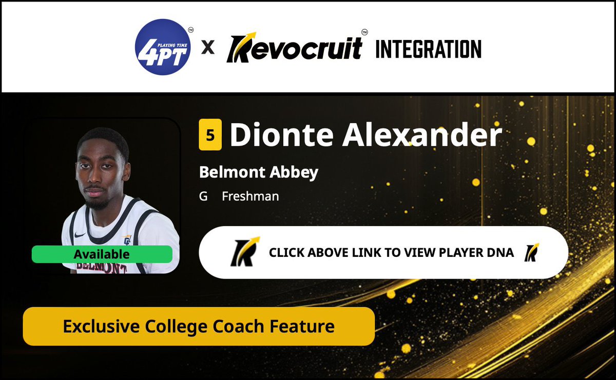 CBB Transfer Portal Spotlight

Dionte Alexander
6'4" 185
Guard
Belmont Abbey 

2024-25 Stats (13 Games):
📊 12.2 PPG, 4.0 RPG, 1.5 APG, 37.1 3P%

Coach Exclusive Revocruit Player DNA:
🔗 applink.revocruitathlete.com/player/64484

#TP4PT #TransferPortal