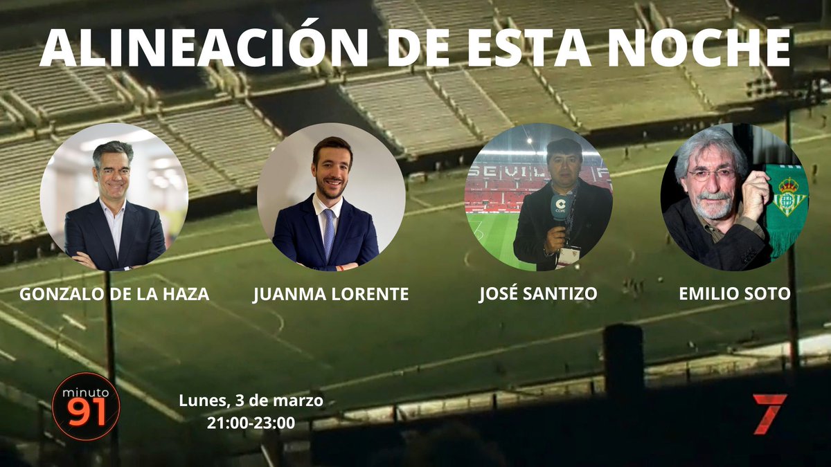 🤩 Lunes con MUCHO MATERIAL en #Minuto91Sevilla.

❤️ Empate del #SevillaFC en Vallecas que lo aleja de Europa.

💚 Victoria y jornada redonda para el #RealBetis.

👥 Con <a href="/gondelahaza/">Gonzalo</a>, <a href="/JLaboralista/">Juanma Lorente Laboralista</a>, <a href="/SantizoMister/">José Santizo</a> y <a href="/EmilioSoto10/">Emilio Soto</a>.

📺 A partir de las 21:00 en <a href="/7TVSevilla/">7TV Sevilla</a>.