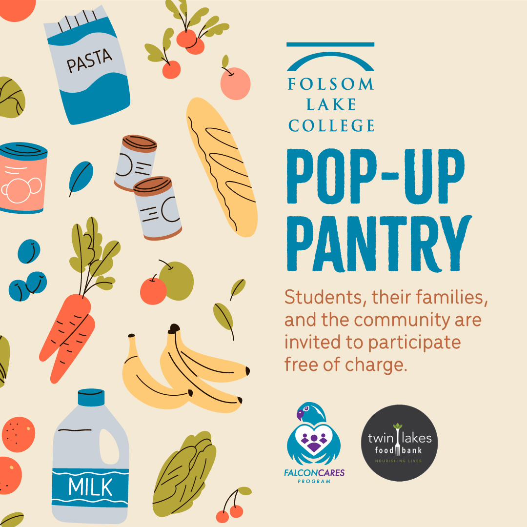 Folsom Lake College (@flcfalcons) on Twitter photo The Falcon Cares Program in collaboration with <a href="/twinlakesfolsom/">Twin Lakes Food Bank</a> will be continuing our weekly Pop-up Pantry starting 1/29 outside the Welcome Center in front of FL1-107. #FalconCares
๐ March: 5, 12, 26
๐ April: 2, 9, 16, 23, 30
๐ฅ May: 7, 14 The Falcon Cares Program in collaboration with <a href="/twinlakesfolsom/">Twin Lakes Food Bank</a> will be continuing our weekly Pop-up Pantry starting 1/29 outside the Welcome Center in front of FL1-107. #FalconCares
๐ March: 5, 12, 26
๐ April: 2, 9, 16, 23, 30
๐ฅ May: 7, 14