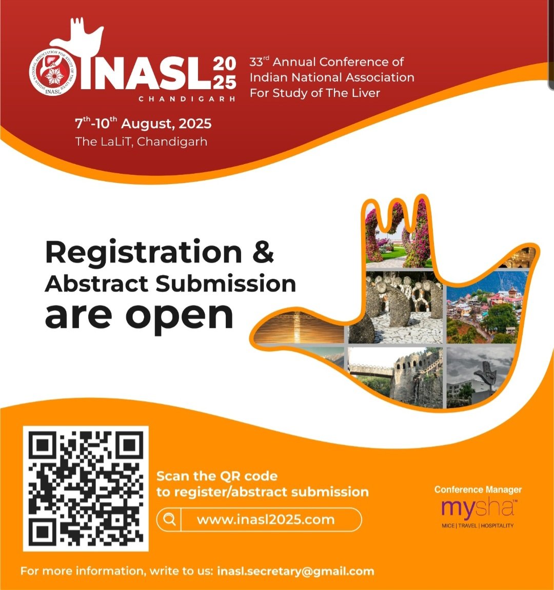 INASL_Liver's tweet image. INASL-2025
7th-10th August 2025
Chandigarh
Registration and Abstract Submission are now open.
inasl2025.com