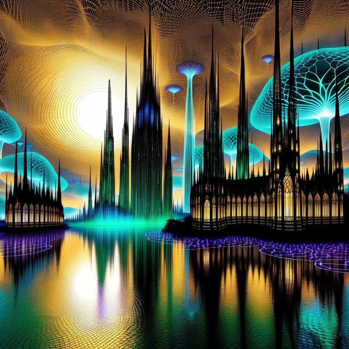 andy_corah's tweet image. The Prism Cathedral and the River of Time:⛪️#wireframe #Art