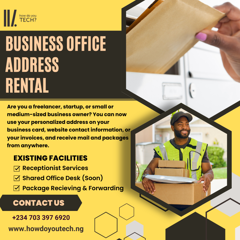 hdytech's tweet photo. Are you a freelancer, startup, or small or medium-sized business owner? Do you need a professional address for your business in Lagos? Get a virtual office address now for as low as 5,000 Naira monthly if paid annually! https://t.co/EJqUsh9eyo https://t.co/CnrcadNiJd