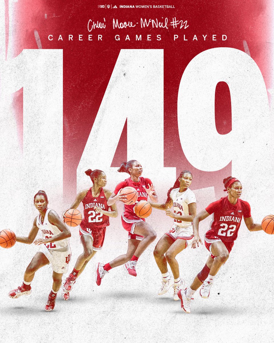 Indiana Women’s Basketball (@indianawbb) on Twitter photo The record for most games played in #IUWBB history.
All love for <a href="/ChloeMoore35/">Chloe’ Moore-McNeil</a>. 🤍❤️ The record for most games played in #IUWBB history.
All love for <a href="/ChloeMoore35/">Chloe’ Moore-McNeil</a>. 🤍❤️