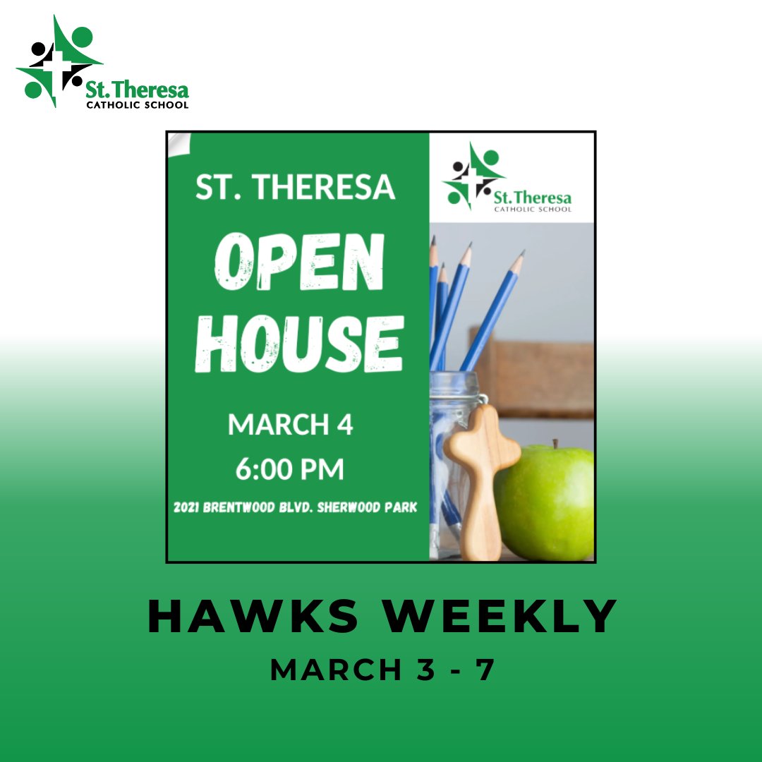 Stay up to date with all things St. Theresa! Check out this week’s Hawks Weekly for important dates, reminders &amp; upcoming events. 🦅

📧 Read it here: stt.eics.ab.ca/parents/newsle…

#HawksWeekly #StTheresaHawks #StTheresaSherwoodPark