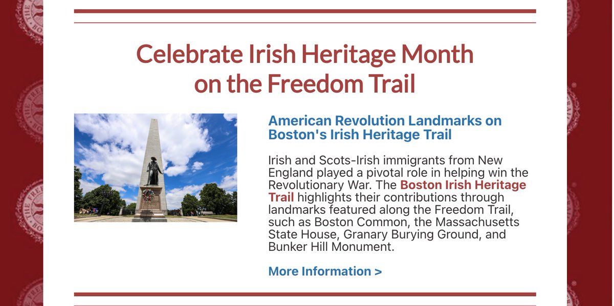 Boston Irish Tourism (@thebostonirish) on Twitter photo Many thanks to <a href="/TheFreedomTrail/">The Freedom Trail</a> for sharing #boston's #irishheritagetrail sites that interstect with the #FreedomTrail. The #Irish & #ScotsIrish were a central part of the #AmericanRevolution, from #BunkerHill to #dorchesterheights + along the #NewEngland coast. Many thanks to <a href="/TheFreedomTrail/">The Freedom Trail</a> for sharing #boston's #irishheritagetrail sites that interstect with the #FreedomTrail. The #Irish & #ScotsIrish were a central part of the #AmericanRevolution, from #BunkerHill to #dorchesterheights + along the #NewEngland coast.
