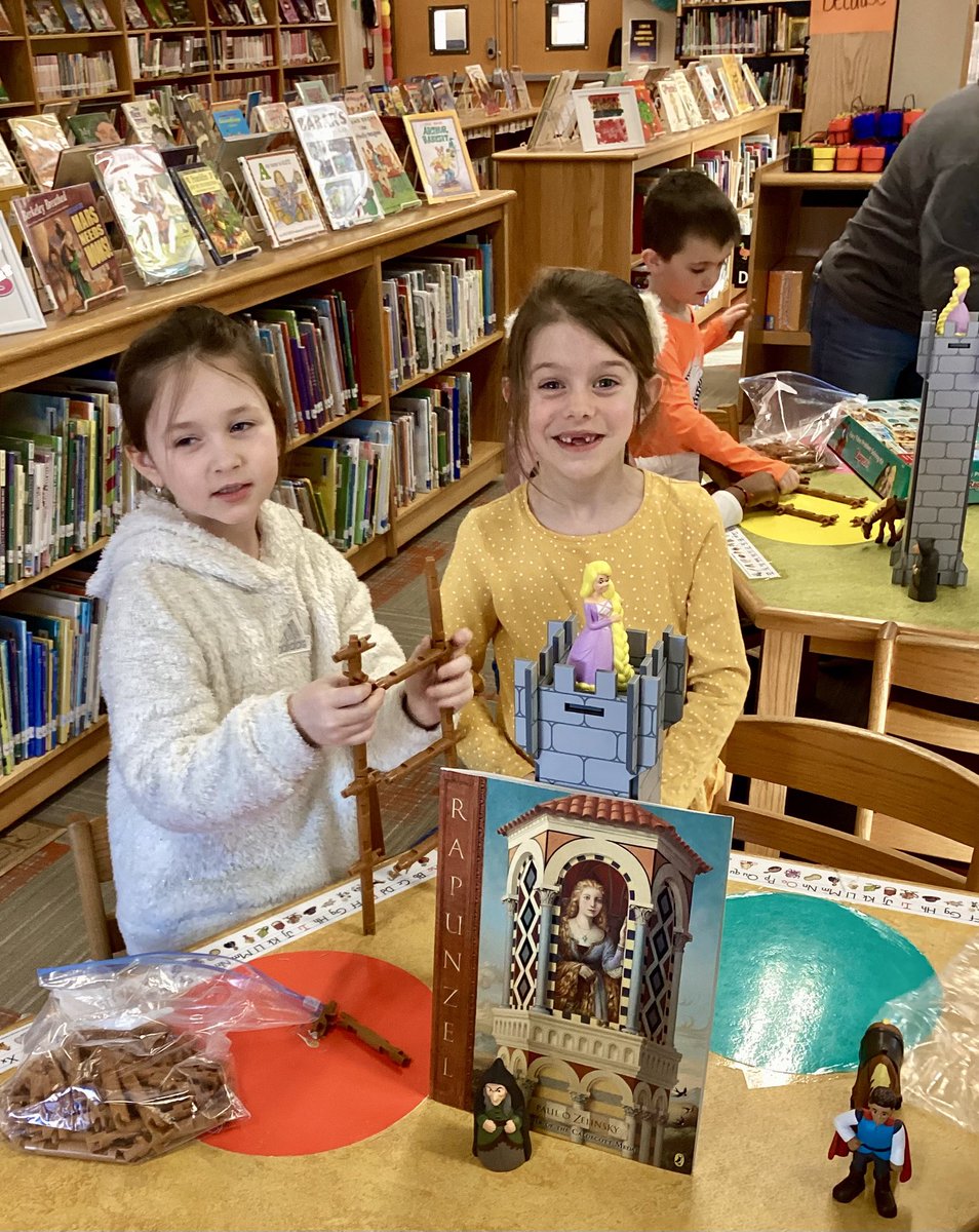 LeviLibrary's tweet image. Our 1st graders are getting ready to meet @paulozelinsky. We read his AMAZING 🤩 retelling of Rapunzel &amp;amp; built ladders so Rapunzel could escape the tower. 👸🏼🤴🏻🏰 @MeadowDrPTA @MsHDeNicola @MeadowDriveElem #PARP #MineolaProud