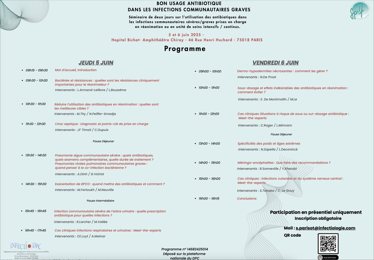 Nathan Peiffer-Smadja (@nathanpsmad) on Twitter photo 🔥Avec Dr Thy on organise formation sur Bon Usage Antibiotique dans les infections communautaires graves
Public : réanimateurs, urgentistes, infectiologues, etc.
N'hésitez pas à partager 🙏
⚠️Le seul profil où je poste régulièrement est sur ciel bleu (nom = <a href="/nathanpsmad/">Nathan Peiffer-Smadja</a> aussi) 🔥Avec Dr Thy on organise formation sur Bon Usage Antibiotique dans les infections communautaires graves
Public : réanimateurs, urgentistes, infectiologues, etc.
N'hésitez pas à partager 🙏
⚠️Le seul profil où je poste régulièrement est sur ciel bleu (nom = <a href="/nathanpsmad/">Nathan Peiffer-Smadja</a> aussi)