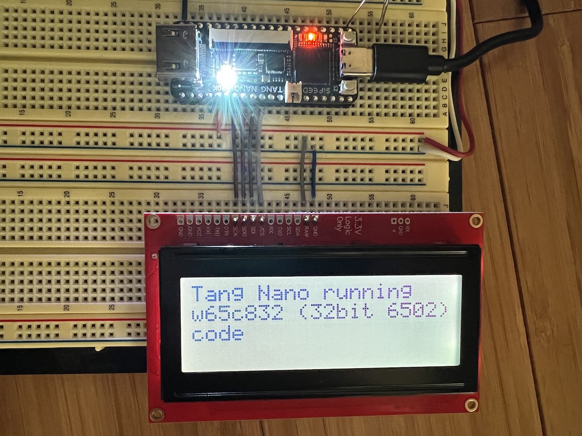 mikeakohn's tweet image. Got this @SipeedIO Tang Nano 20k #FPGA board and got the #Verilog implementation of the W65C832 (32 bit 6502) I did earlier working with it. The dev kit used is still the open source tools: yosys, nextpnr-himbaechel, and openFPGAloader.

The currently running program is written…