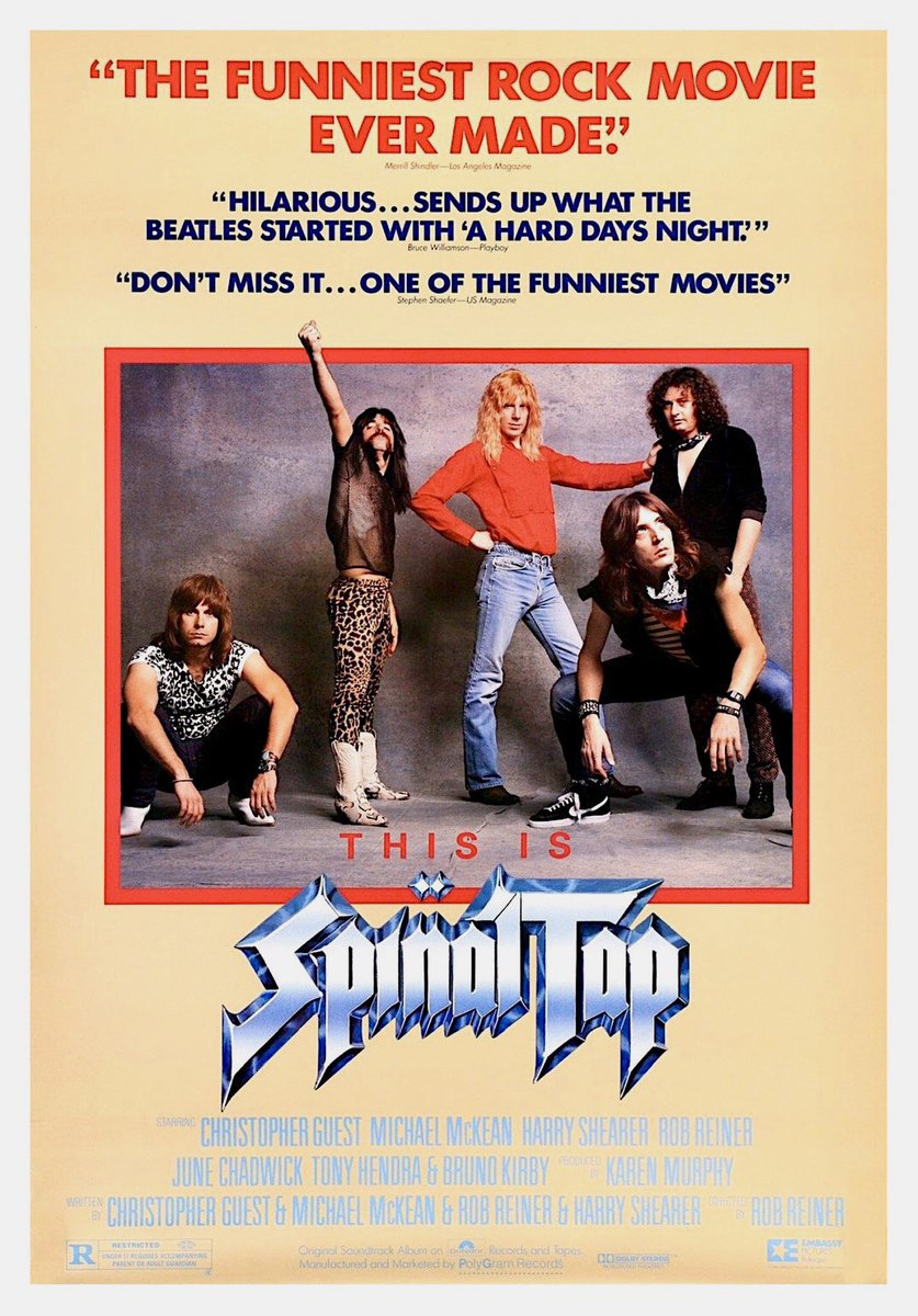 FilmNewsNos's tweet image. 🎬MOVIE HISTORY: 41 years ago today, March 2, 1984 the movie ‘This Is Spinal Tap’ opened in theaters!

#MichaelMcKean #ChristopherGuest @theharryshearer #RobReiner #TonyHendra #RJParnell #JuneChadwick #BrunoKirby #EdBegleyJr #FranDrescher #DanaCarvey #AnjelicaHuston #BillyCrystal
