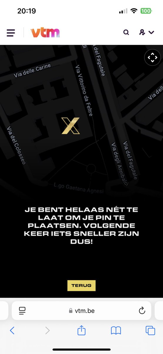 Hey <a href="/VTM/">VTM</a> de gouden X kan niet geplaatst worden! Volgens de timing hebben we nog 5 minuten, als je dan wil olaatsen krijgen we de melding dat we te laat zijn…niet fijn als je zo wil deelnemen! Kan dit nog gefikst worden?

#BestemmingX