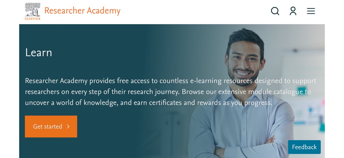 محتوى مُسجل على منصة #Elsevier مجاناً يفيد #الباحثين بموضوعات في #الكتابة_الأكاديمية و #البحث_العلمي ،مثل: تحديد فجوات البحث، إدارة بيانات البحث، استراتيجيات النشر.

researcheracademy.elsevier.com/research-prepa…

<a href="/Acad_Hash/">هاشتاق أكاديمي 🎓</a>
@Research_Tools 
<a href="/saudi_dr/">أعضاء هيئة التدريس</a> 
<a href="/Acad_Research/">البحث الأكاديمي- AR</a>
