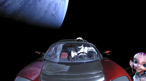 lightweightprod's tweet photo. In January an astronomer spotted what they thought was an asteroid heading toward Earth. Turns out it was just me taking a ride in Elon Musk’s Roadster. https://t.co/QG7jb9XYTE