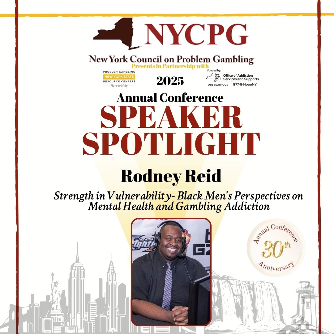 Join Rodney Reid and fellow panelists on Day 1 of our conference.  They will be sharing experiences and how gambling harms can impact men's mental health.