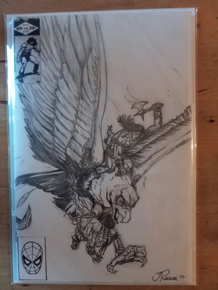 Lordoflek's tweet image. Do good things and you will be rewarded in life. Gave a friend a copy of Conan the Barbarian 241 (McFarlane cover) that they had been looking years for. Got a surprise gift in return. Their cover recreation of Conan 132. Slightly gobsmacked right now...
