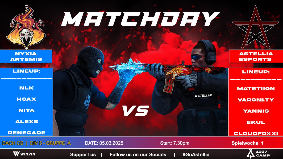 Astellia eSports (@astelliaesports) on Twitter photo Matchday 1 steht vor der Tür! Das erste mal <a href="/dachcs/">DACH CS Masters</a> für Astellia eSports und wir sind sehr gespannt auf die Saison. Den Auftakt machen wir gegen ein lineup von <a href="/NYXIA_eSports/">NYXIA eSports</a> (Artemis). Auf ein spannendes Match! #GoAstellia Matchday 1 steht vor der Tür! Das erste mal <a href="/dachcs/">DACH CS Masters</a> für Astellia eSports und wir sind sehr gespannt auf die Saison. Den Auftakt machen wir gegen ein lineup von <a href="/NYXIA_eSports/">NYXIA eSports</a> (Artemis). Auf ein spannendes Match! #GoAstellia