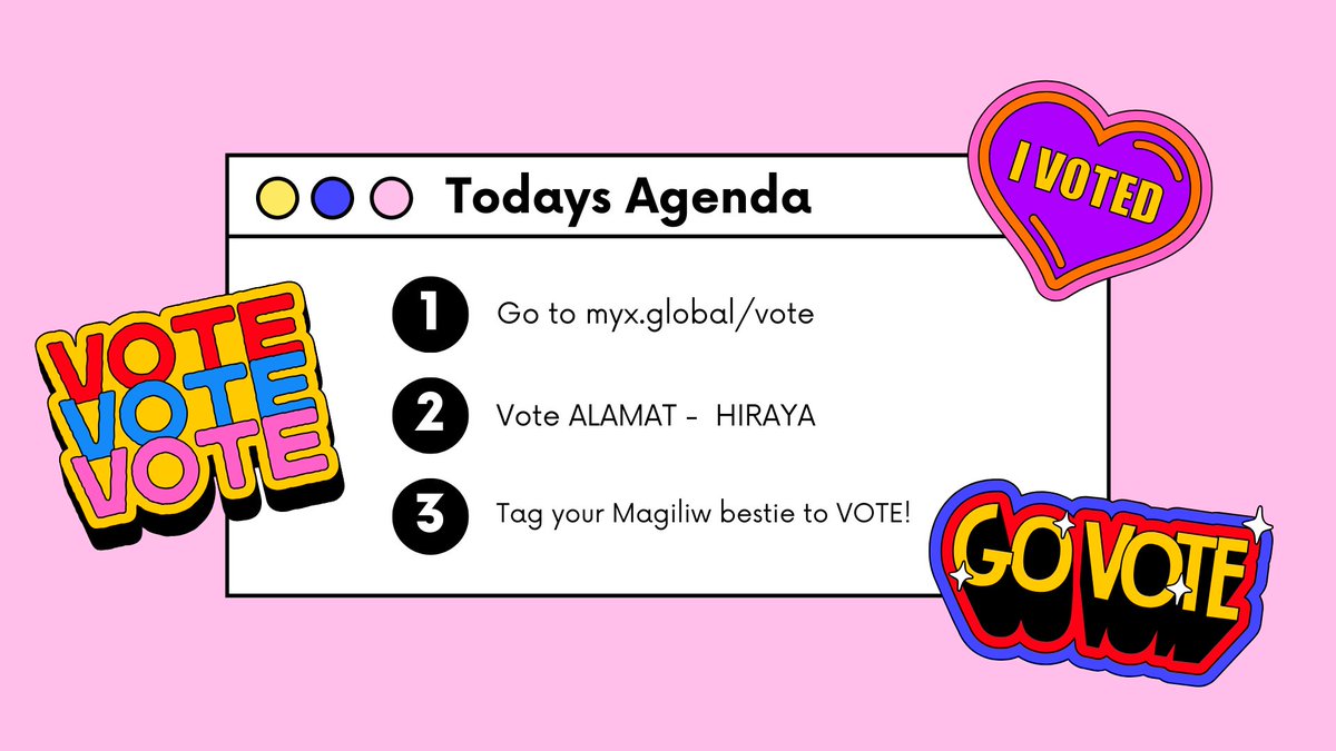 Good Morning besties!
Here's one of our pookie agenda today.

3 Steps to stay delicious and nutritious 
myx.global/myx-daily-top1…
myx.global/pinoymyxcountd…
myx.global/myxhitchart/

tagging my Magiliw besties to Vote!
@aGILASniALAS <a href="/morn1ngbread/">Morning Bread ni Taneo 🍞</a> <a href="/JaoPaoJaoPao/">Jao on the floor</a> <a href="/Saizzness/">Saizzness 🫱🏻‍🫲🏽</a> <a href="/tomatoe5ph/">tomátoes</a>