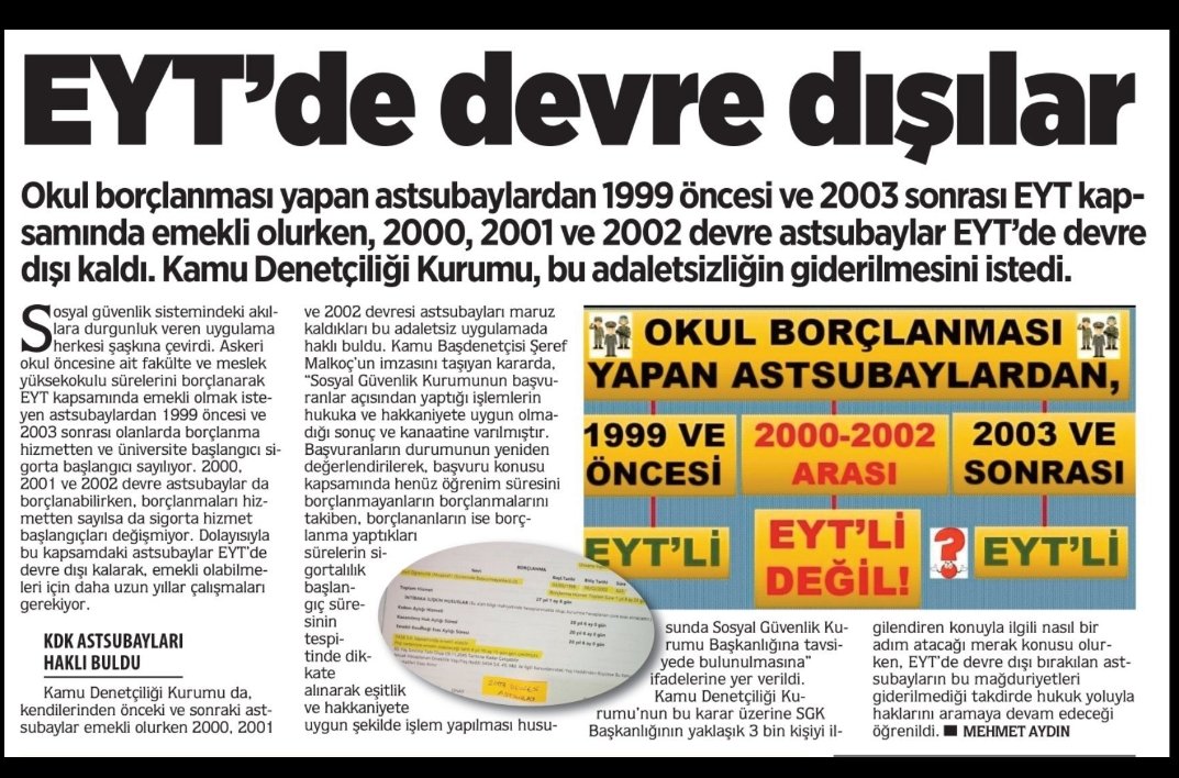 2000, 2001 ve 2002 devresi Astsubayların Sivil Okul Borçlanmaları KDK'nın uygulanması yönündeki TAM TAVSİYE kararına rağmen SGK tarafından kabul edilmeyerek emeklilik yaşlarını etkilemiyor. 2025 yılında bu mağduriyetimiz çözülsün istiyoruz.
#ÜniformalıSGKmağdurları