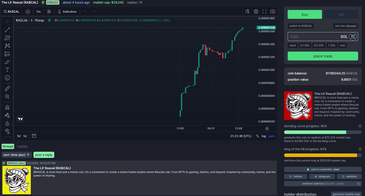 Rascal_memetok's tweet photo. @SolStalkercoin This coin make you rich overnight 
Long Term Project on Solana Blockchain https://t.co/36Ea9MjaoK