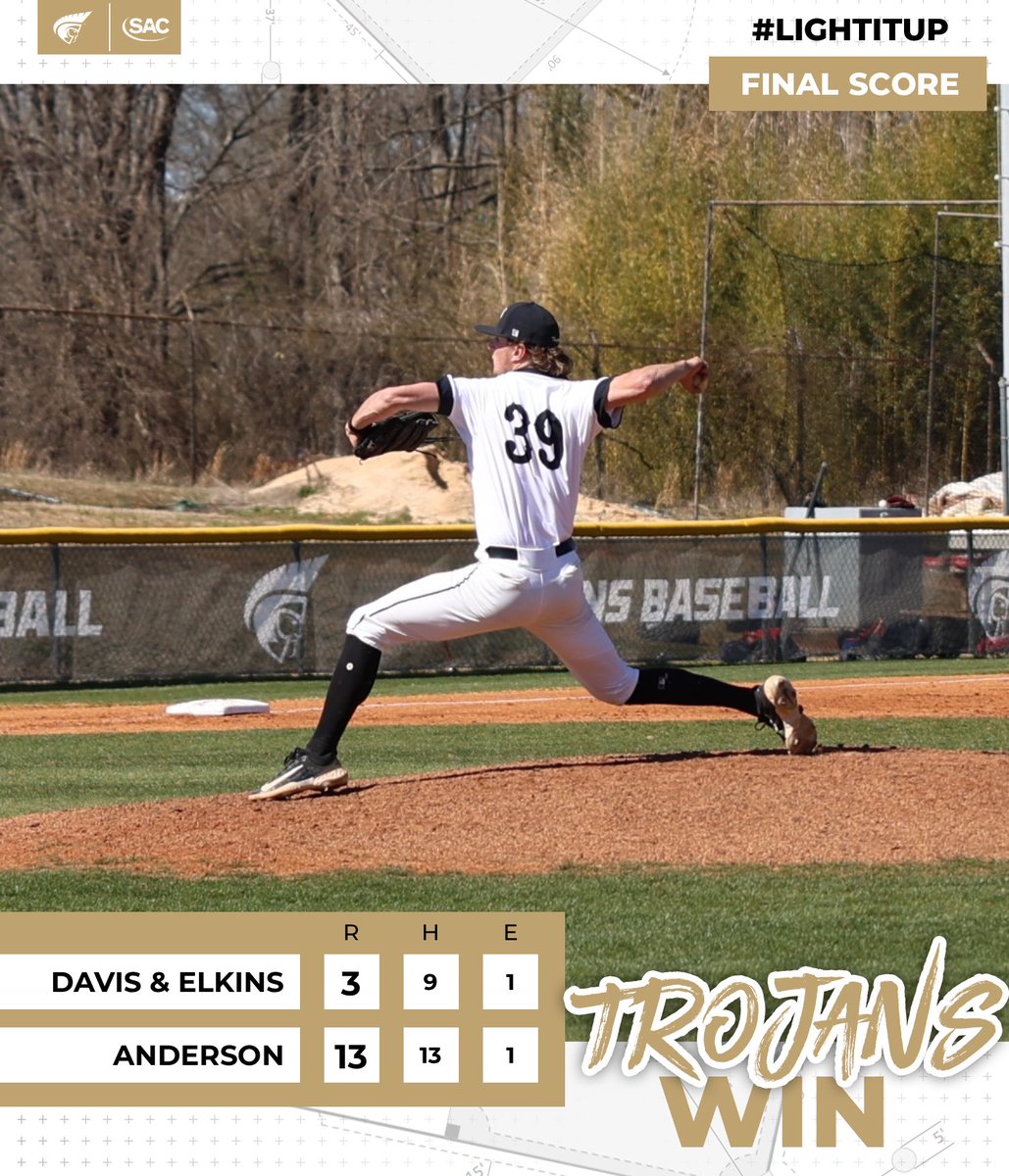 🔥🔥🔥🔥TROJANS SWEEP🔥🔥🔥🔥

Bats stay hot and beat the Senators 13-3 to improve to 12-5 on the season! 

<a href="/BraedenHarriso3/">Braeden Harrison</a> 3-5 2 2B 3 RBI
<a href="/br00ksmaur0/">Brooks Mauro ✞</a> 2-3 2 2B
<a href="/braydenowens17/">Brayden Owens</a> 3-4 RBI
<a href="/HunchoShane/">Shane Thomas</a> 2-4 2B RBI
<a href="/KCaccamise12/">Kyle Caccamise</a> 2-4

<a href="/walkercase6/">Walker Case</a> W 5.0 9k’s

#LightItUp