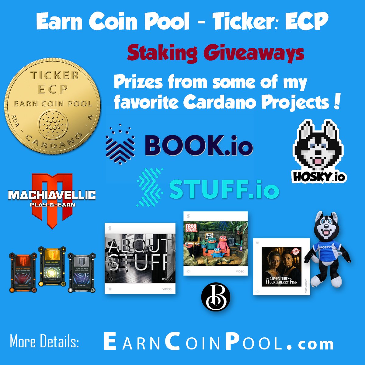 earncoinpool's tweet photo. 🔥📢We have 2️⃣ sets of delegation giveaways going on now. One with prizes packs for fans of @book_io and @hoskytoken and another one for @Machiavellic_io @FGL_NFT fans.

You can only enter to win one prize pack, so choose wisely 😉
#Cardano #SingleStakePool #Staking #StakingADA https://t.co/YW5egZ8H0Y