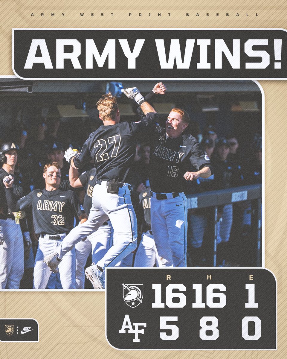 ArmyWP_Baseball's tweet photo. Sunday in style 😎

Army wins in seven innings! https://t.co/XRbYLpSmwi