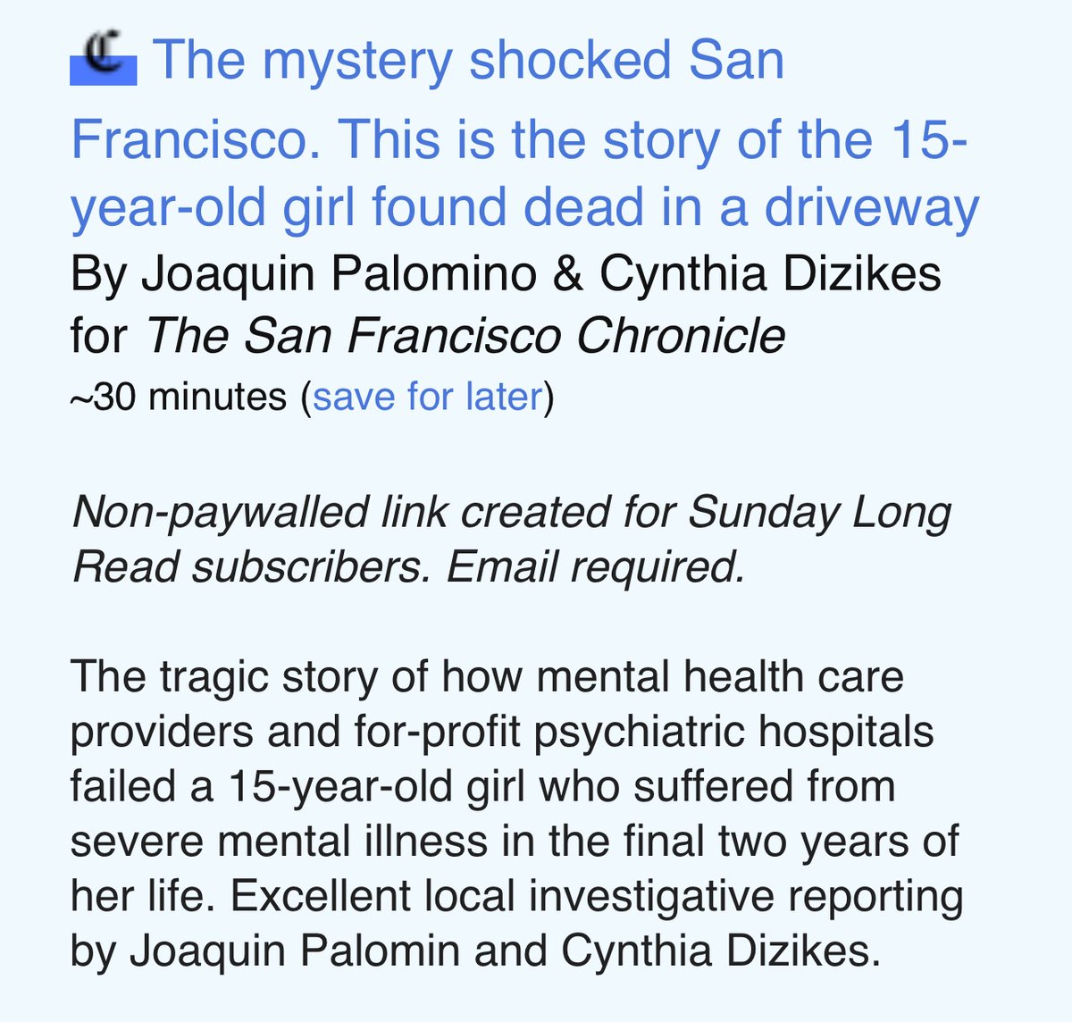 Ryan Gabrielson (@ryangabrielson) on Twitter photo Many thanks to <a href="/sundaylongread/">The Sunday Long Read</a> for highlighting this important and haunting deep-dive by Cynthia Dizikes and Joaquin Palomino.
myemail.constantcontact.com/A-measles-trac… Many thanks to <a href="/sundaylongread/">The Sunday Long Read</a> for highlighting this important and haunting deep-dive by Cynthia Dizikes and Joaquin Palomino.
myemail.constantcontact.com/A-measles-trac…