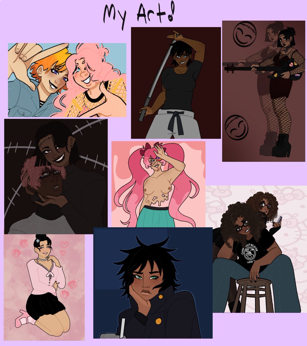 Sapphoberry's tweet image. I forgot to repost this but MY C0MMISSIONS ARE STILL OPEN ! just for some extra money!! &lt;33
Some of the art examples are kinda old so I recommend looking at my more recent stuff!!
(More info in replies)