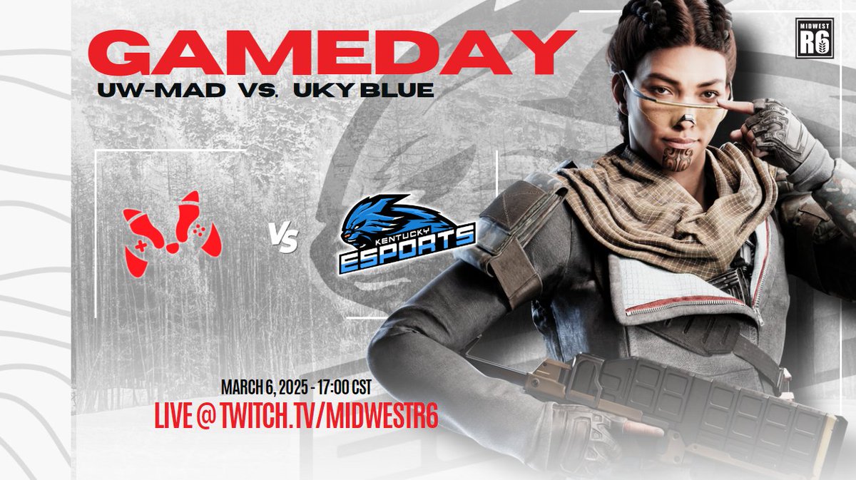 MidwestR6 (@midwestr6) on Twitter photo You won't want to miss this series๐ฟ
๐ <a href="/Madison_Esports/">Madison Esports Club</a> vs. <a href="/ukyesports/">Kentucky Esports</a>
โฐ 8:00 PM EST
๐ฅ๏ธ Twitch.tv/MidwestR6
#RainbowSixSiege You won't want to miss this series๐ฟ
๐ <a href="/Madison_Esports/">Madison Esports Club</a> vs. <a href="/ukyesports/">Kentucky Esports</a>
โฐ 8:00 PM EST
๐ฅ๏ธ Twitch.tv/MidwestR6
#RainbowSixSiege