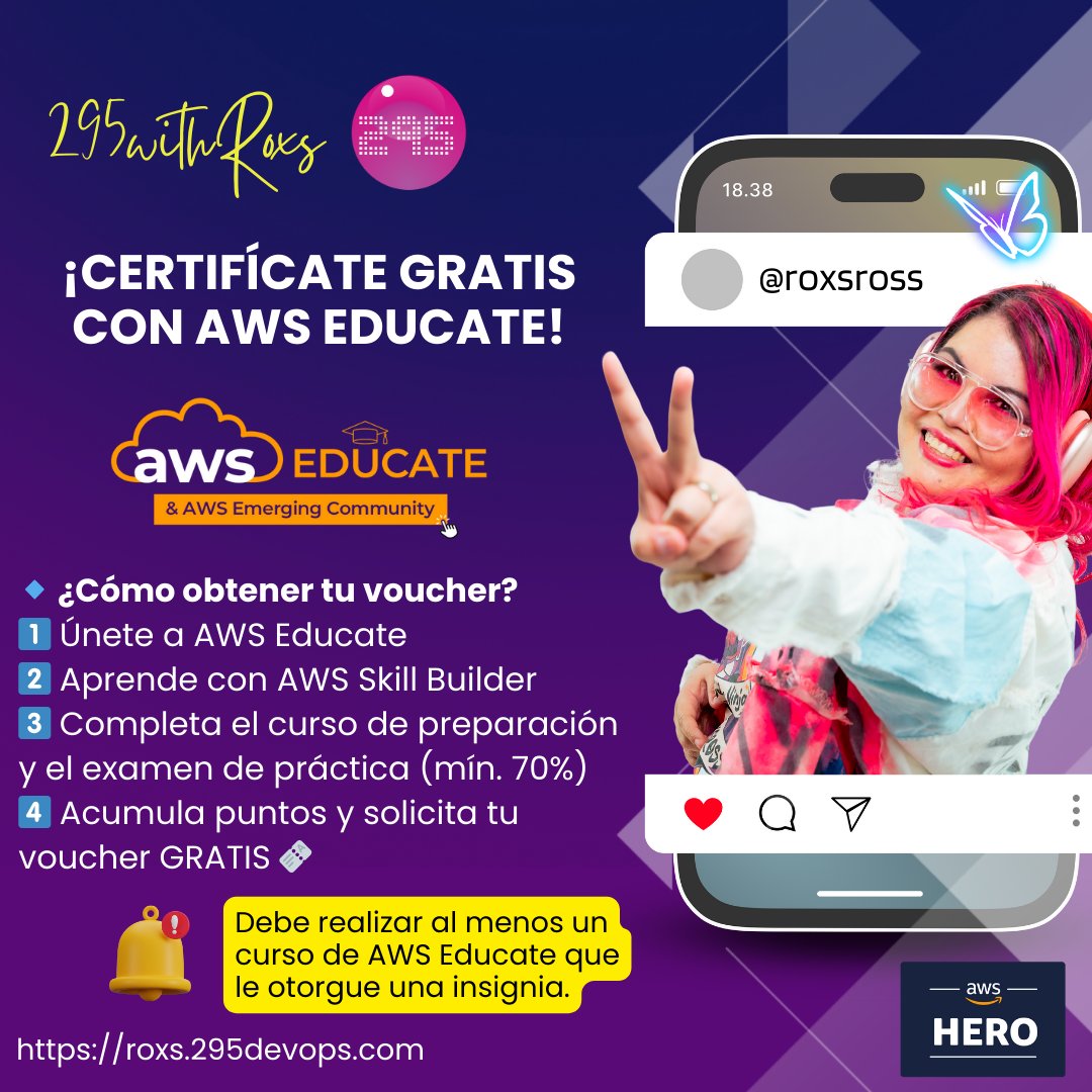 ¡Consigue tu certificación AWS GRATIS! 🚀🎉

AWS está ofreciendo vouchers 100% gratuitos para certificaciones Foundational &amp; Associate a través de AWS Educate. 🎯

📌 Sigue leyendo para saber cómo obtener el tuyo. 👇