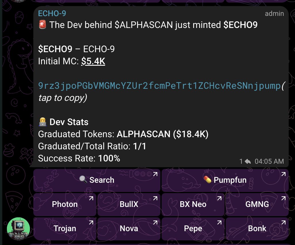ECHO-9 is live, and it caught itself ;)

CA: 9rz3jpoPGbVMGMcYZUr2fcmPeTrt1ZCHcvReSNnjpump