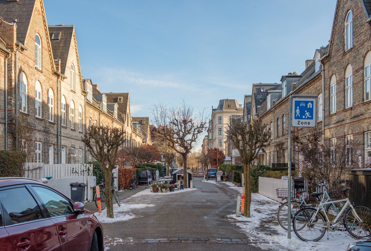 Copenhagen's Kartoffelrækkerne, quite literally Potato Rows, are a group of 11 streets in the city centre's north. Built as worker's housing in the 1880s, they've since become famous as play streets, shared between people and cars. Less obvious in the winter but still delightful.