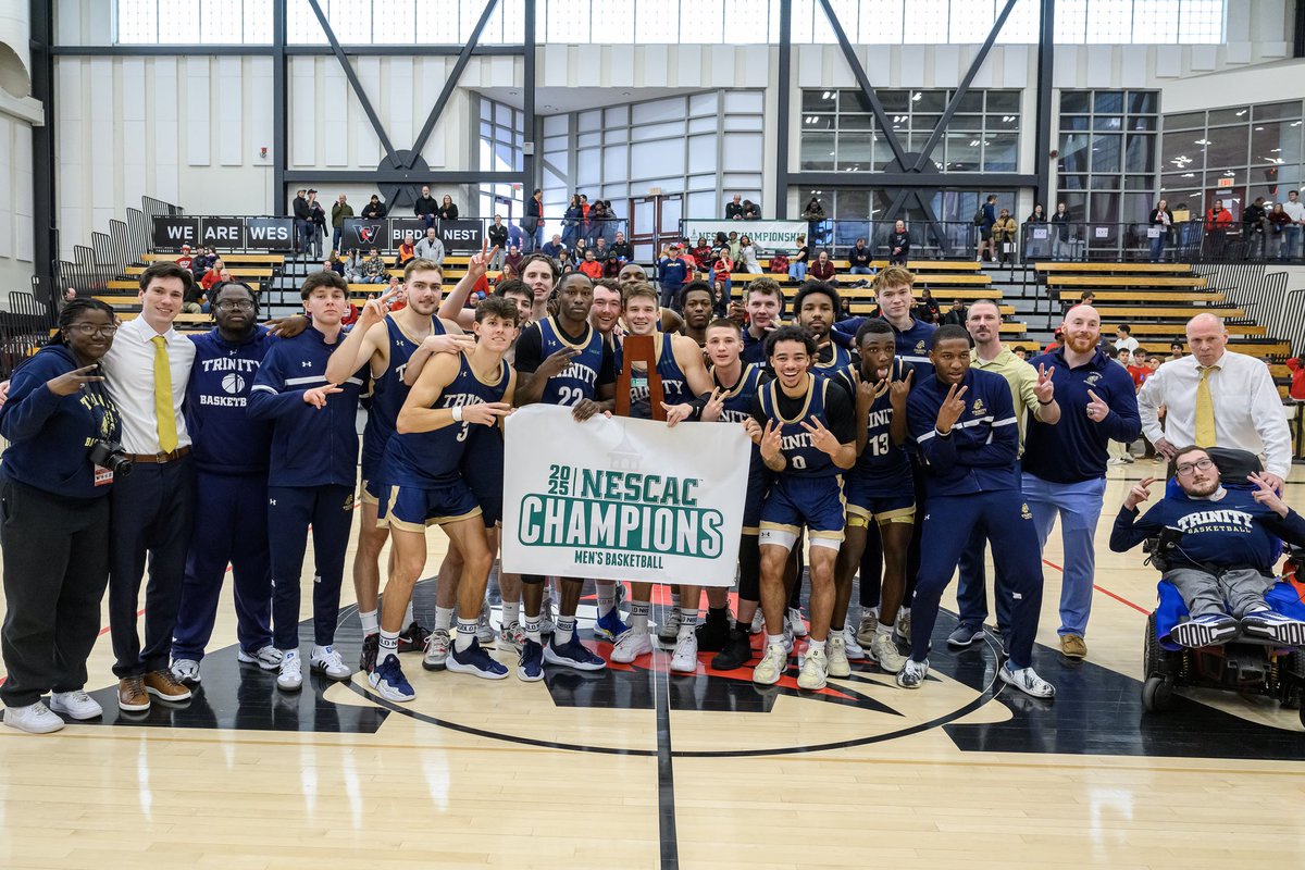 Bantam Sports (@bantamsports) on Twitter photo 2025 NESCAC Men’s Basketball Champions!
<a href="/BantamHoops/">Trinity Basketball</a> downed the top seeded Wesleyan University, 75-67, keeping their crown 👑
#rollbants🐓 #backtoback #Champions 2025 NESCAC Men’s Basketball Champions!
<a href="/BantamHoops/">Trinity Basketball</a> downed the top seeded Wesleyan University, 75-67, keeping their crown 👑
#rollbants🐓 #backtoback #Champions