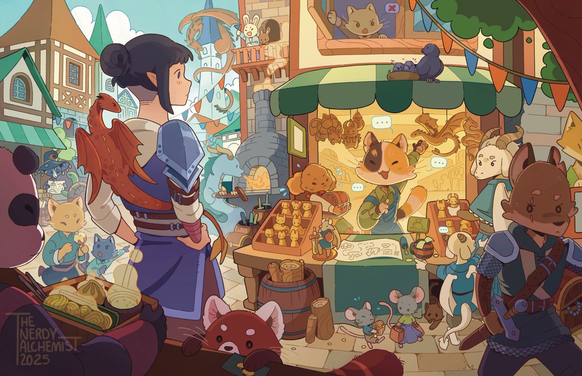 tnerdyalchemist's tweet image. Busy day at the Market! 
#illustration #originalart