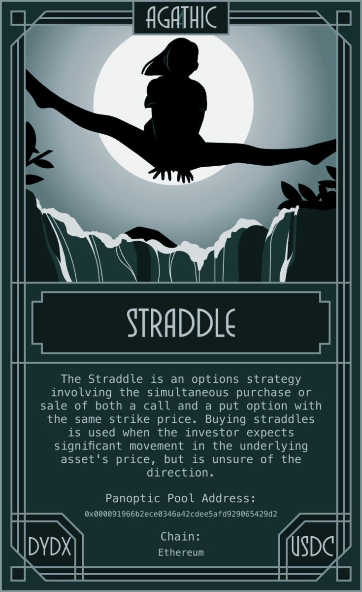 📢 New Market Created on Panoptic!

💰 Market: $USDC / $DYDX (30 bps)
⛓️ Chain: Ethereum
🎲 NFT Rarity: 4 - Agathic
📈 NFT Strategy: Straddle

Check it out: app.panoptic.xyz/markets/Ethere…