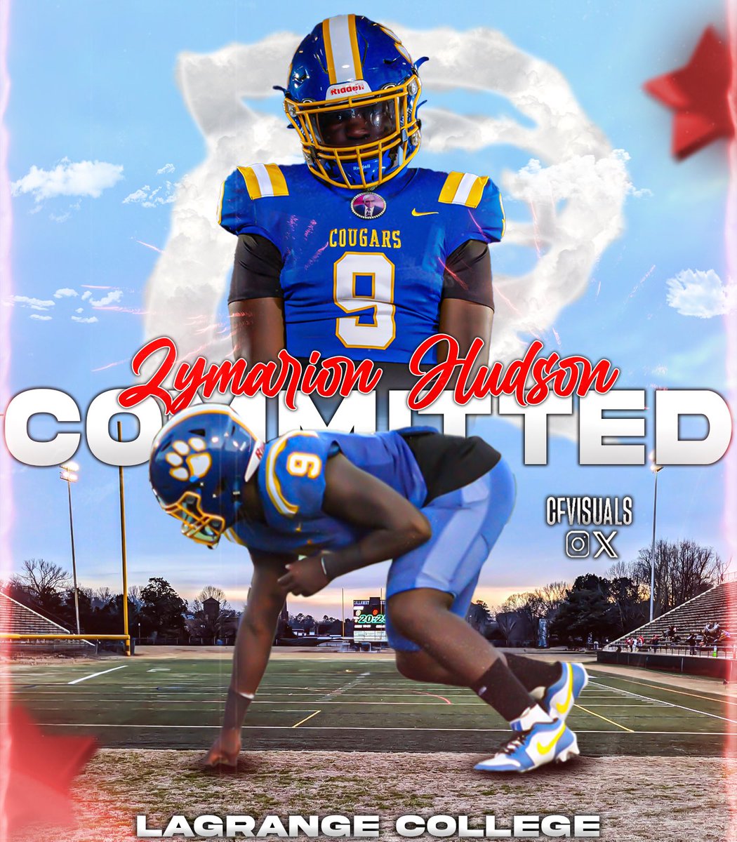 Zymarion Hudson (@zyhudson_57) on Twitter photo Excited to announce my commitment to Lagrange college go panthers🐾!!! <a href="/LaGrangeFTBL/">LaGrange College Football</a> <a href="/Coach__Talbert/">Coach Talbert</a> @CC_BIGCOACH <a href="/SlimpJason/">Jason slimp</a> <a href="/KoachRich9/">William Richardson</a> <a href="/coreyw0301/">Corey Williamson</a> <a href="/CrispFB/">CrispFootball</a> Excited to announce my commitment to Lagrange college go panthers🐾!!! <a href="/LaGrangeFTBL/">LaGrange College Football</a> <a href="/Coach__Talbert/">Coach Talbert</a> @CC_BIGCOACH <a href="/SlimpJason/">Jason slimp</a> <a href="/KoachRich9/">William Richardson</a> <a href="/coreyw0301/">Corey Williamson</a> <a href="/CrispFB/">CrispFootball</a>