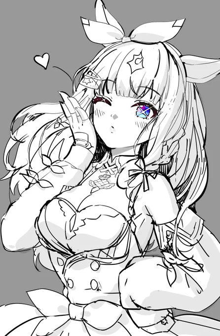 アーモンドアイちゃん描きたいなってラフ 