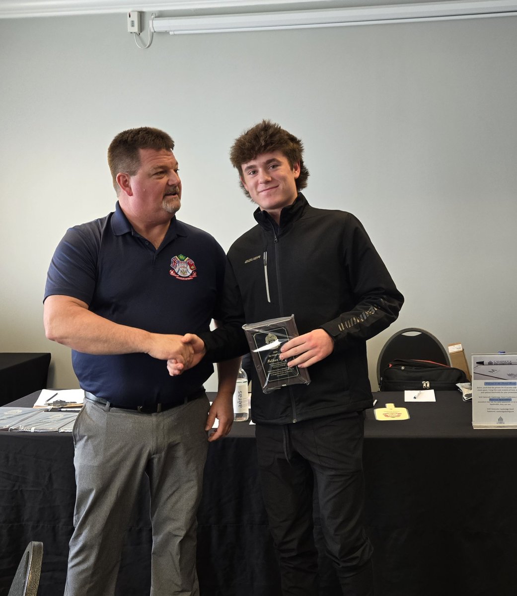 OASA President Mike Mulvey presenting Nathan Wylie of Napanee Express for his no-hitter at the 
@OSGLondon2024 U17 Provincials.