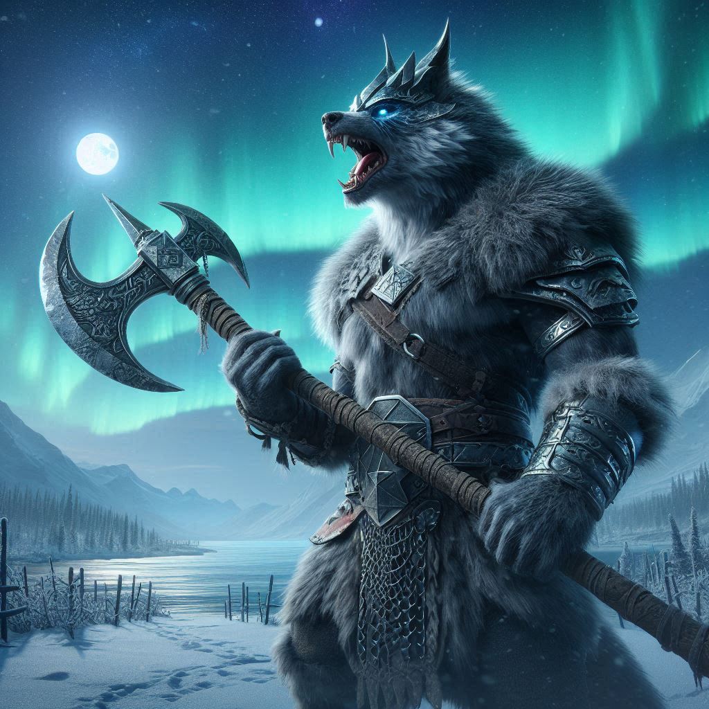 silverscreen_24's tweet photo. Fenrir the Mighty - The Wolf 
Viking

A towering grey wolf stands on a snowy battlefield, wearing a horned helmet and chainmail armour. His fur is dusted with snow, and he grips a massive double-headed axe with both paws. 

#Vikings #Warriors #Animal #KINGDOM #war https://t.co/QV5Lv40dVD