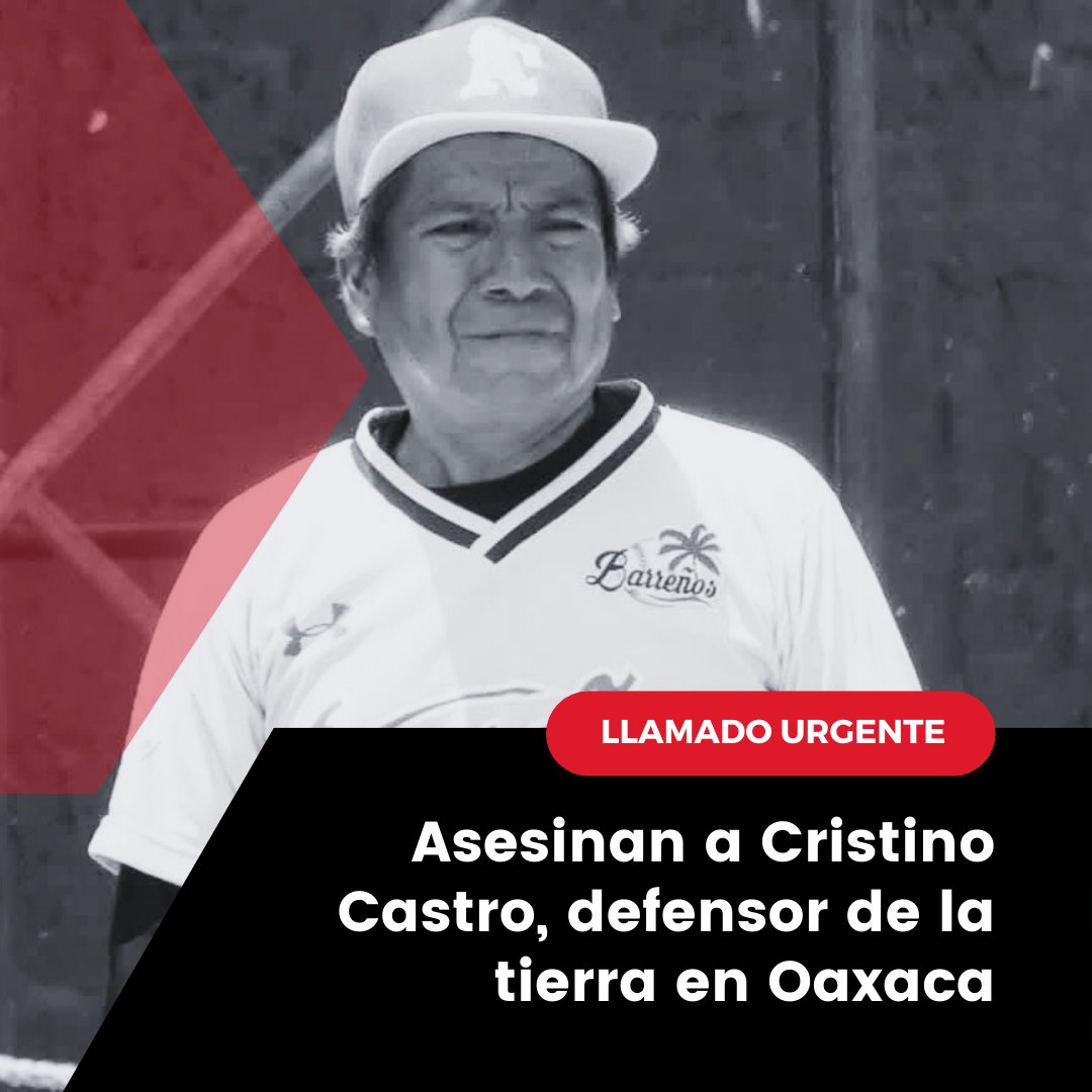 📢Externamos nuestra profunda indignación por el asesinato del defensor de #DDHH y el medio ambiente Cristino Castro Perea, ocurrido el día viernes en Santiago Astata, #Oaxaca. Cristino contaba con medidas de protección del <a href="/Mecanismo_MX/">Mecanismo de Protección Federal</a> por agresiones previas en su contra. 

1/2