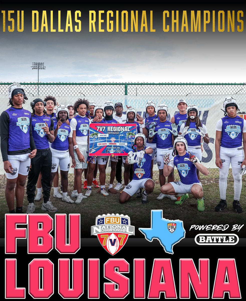 DALLAS REGIONAL

🏆 Championship Game 🏆

15U Final 📣
Louisiana - 21
DFW East - 10

Powered By <a href="/Battle/">Battle Sports</a>

<a href="/ParadiseCoast/">Florida's Paradise Coast</a>

#PathToNaples

<a href="/FBU_Louisiana/">Team Louisiana</a>