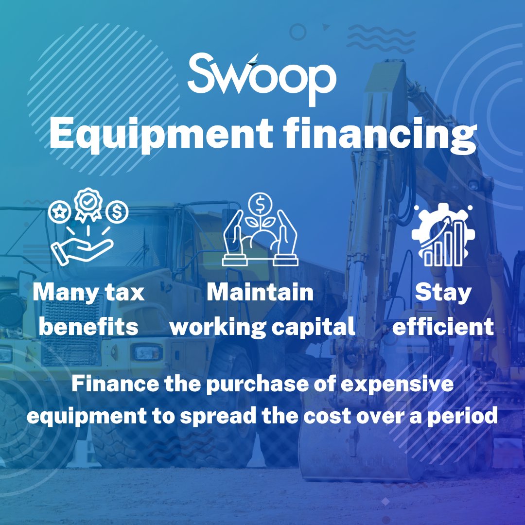 Why equipment financing?

Maintain your working capital, stay efficient and get tax benefits with equipment financing. Learn more about why equipment financing with Swoop might be the ideal loan for your business here 👉 bit.ly/41vzc0t

#Funding #AUS #Swoop