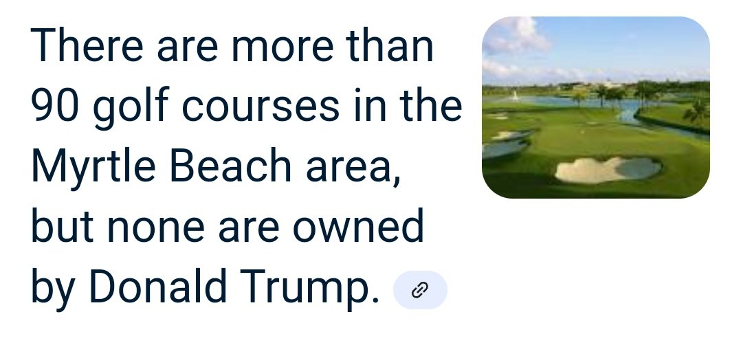 Kelly_Giblet's tweet photo. @CalltoActivism Here's your answer - he doesn't care, because none of the more than 90 golf courses in the Myrtle Beach area are owned by him. https://t.co/ObYixZu72e